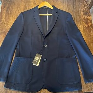 BLUE VINCE CAMUTO DECONSTRUCTED MEN'S STRETCH BLAZER